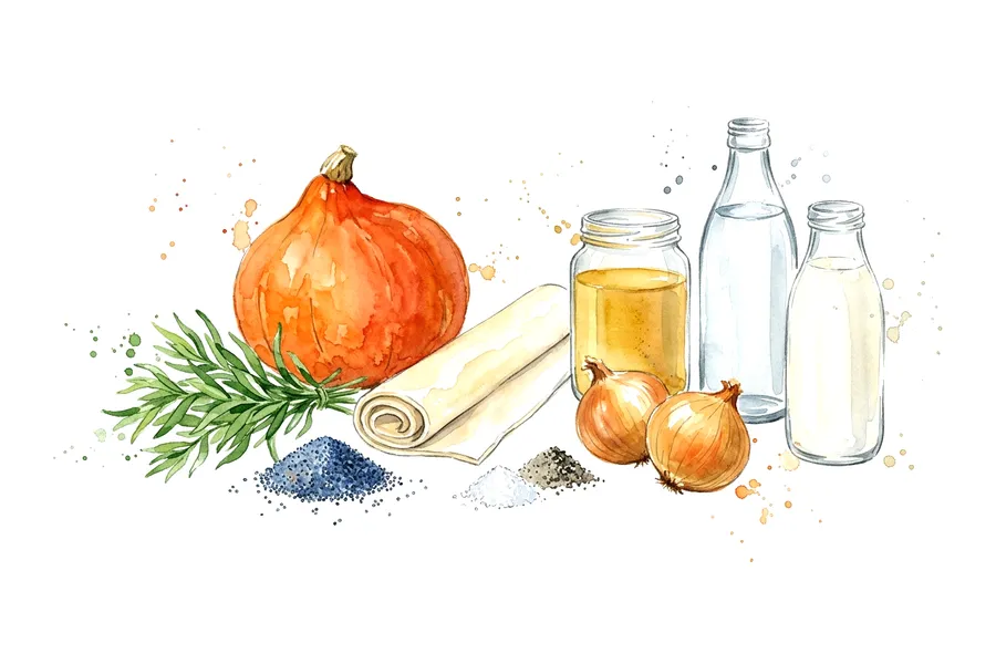 Les ingrédients de Velouté orange et coulis vert, crostini aux graines de pavot bleu, à l'aquarelle