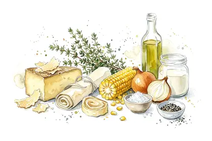 Crémeux de mais, copeau croustillants au comté