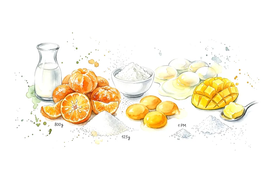 Les ingrédients de Soufflé corse à la mandarine impériale, à l'aquarelle