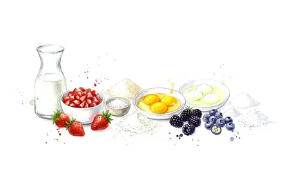 Soufflé gourmand à la fraise et coulis de fruits rouges