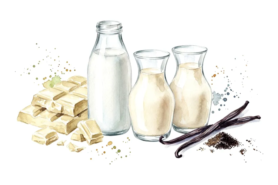 Les ingrédients de Cappuccino de chocolat au lait, chantilly gourmande, à l'aquarelle
