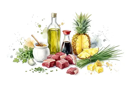 Brochettes de magret de canard et ananas marinées