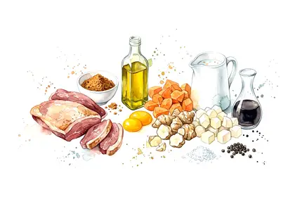 Magret de canard en croute de pain d'épices, émulsion de légumes oubliées