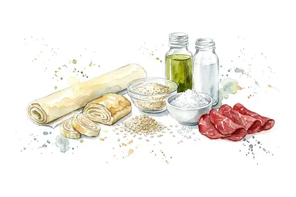 Mouillettes croustillantes aux graines de sésame blanc et viande de grison