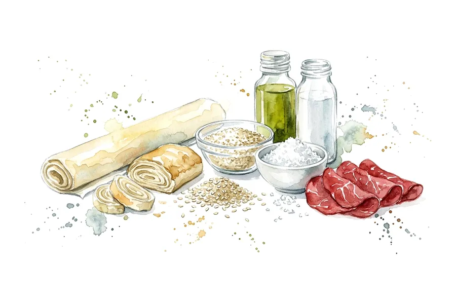 Les ingrédients de Mouillettes croustillantes aux graines de sésame blanc et viande de grison, à l'aquarelle
