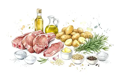 Cote de veau parfumée a l'huile de truffe blanche d'alba, pommes grenailles aux herbes et aux pignons de pin