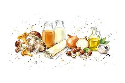 Velouté de champignons des bois, mouillettes aux noisettes
