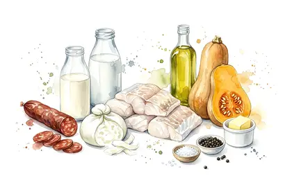 Dos de cabillaud et espuma de burrata, cubes de courge butternut poêlés et croustillant de chorizo doux d'Espagne