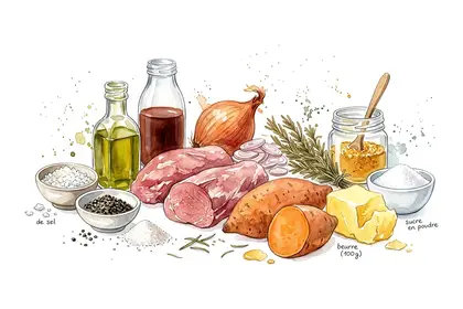 Filet mignon de veau, sauce au miel de mille fleurs, fondants de patate douce caramélisés